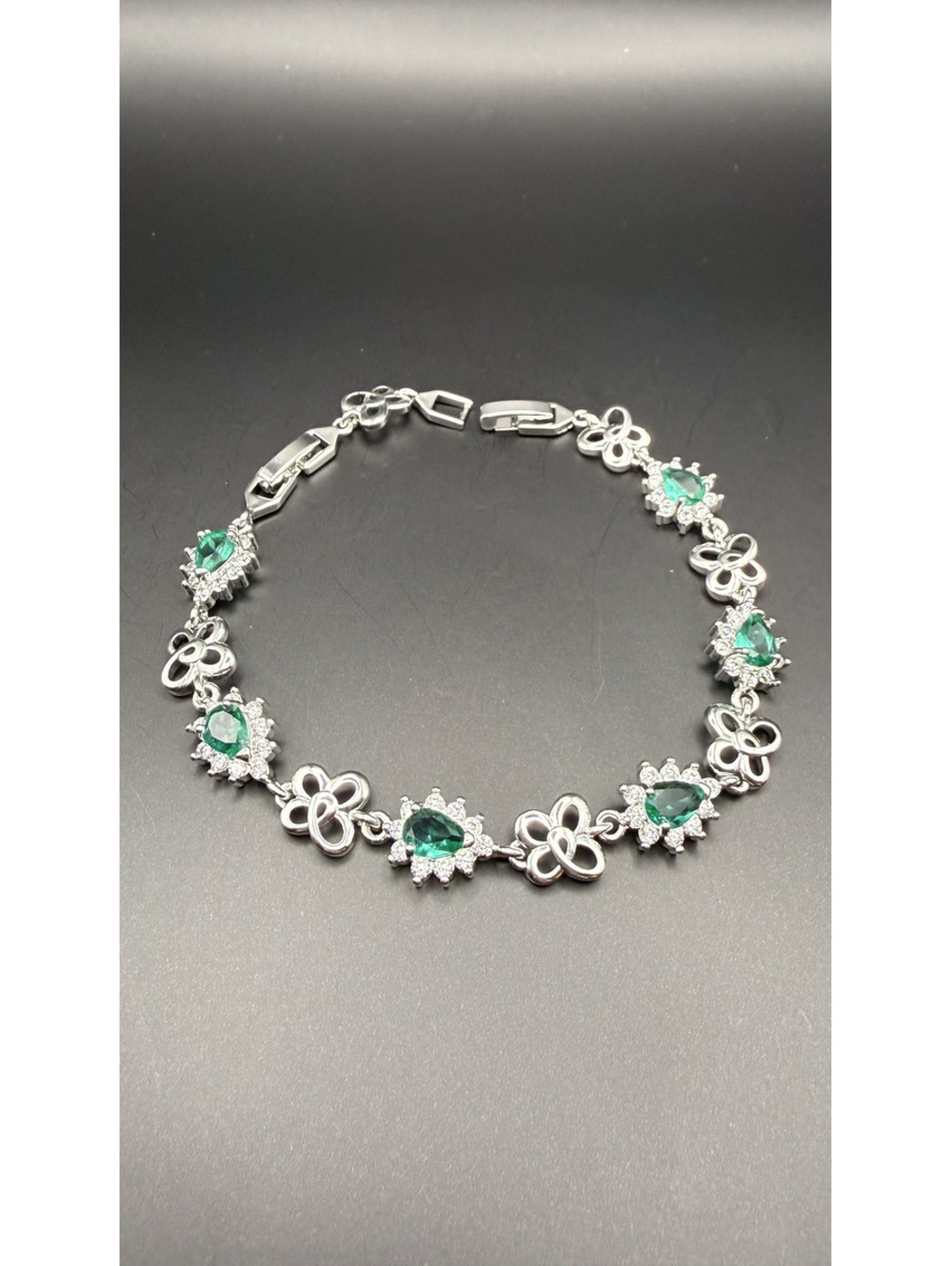 candy+clover elite light teal aqua crystal halo 14k white gold plated bracelet